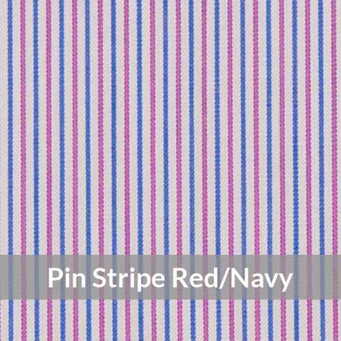 ST6079 – Light Weight, Red/Navy Fine Cotton Pin Stripe