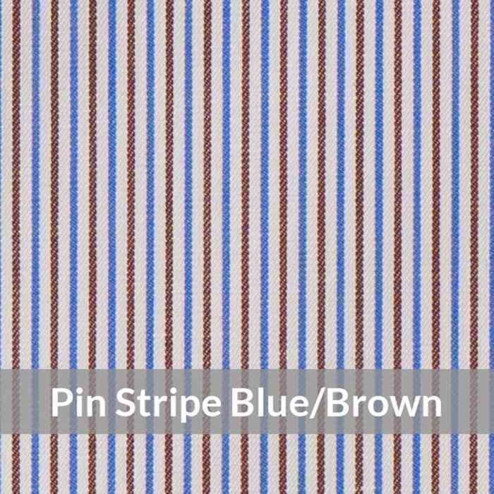 ST6081 – Light Weight, Blue/Brown Fine Cotton Pin Stripe