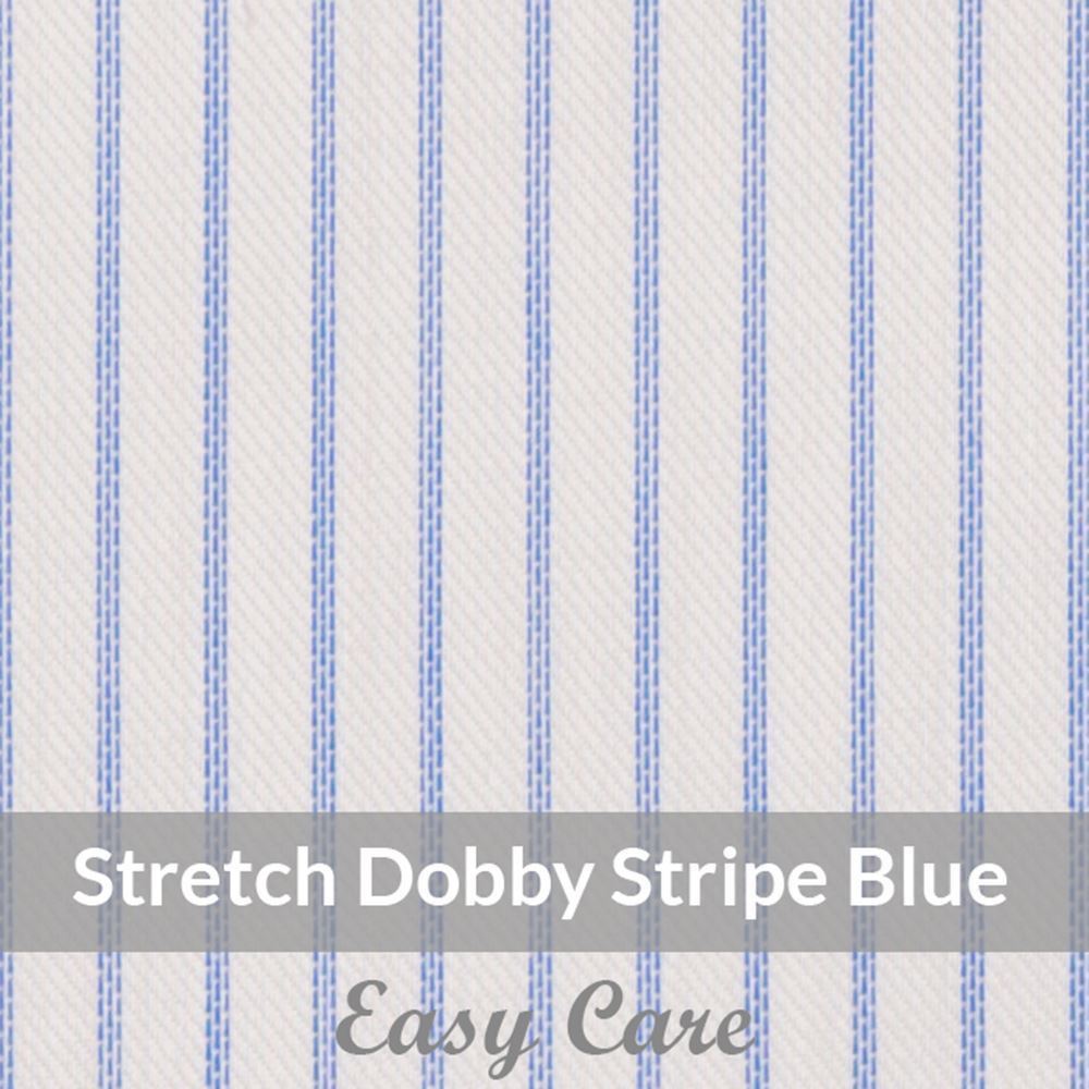 STEH6066 – Light Weight , Mid Blue/White, Easy Care Stretch Pencil Stripe,  Soft Touch
