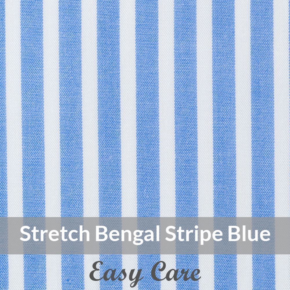 STEH6078 – Light Weight, Mid Blue/White, Easy Care Stretch Fine Stripe, Soft Touch