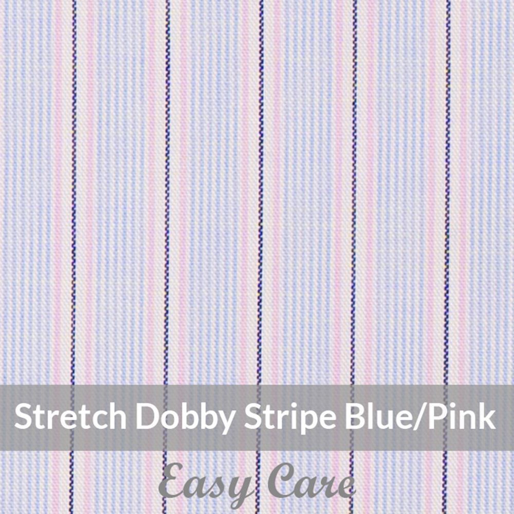 STEH6068 – Light Weight , Blue/Pink, Easy Care Stretch Pencil Stripe,  Soft Touch