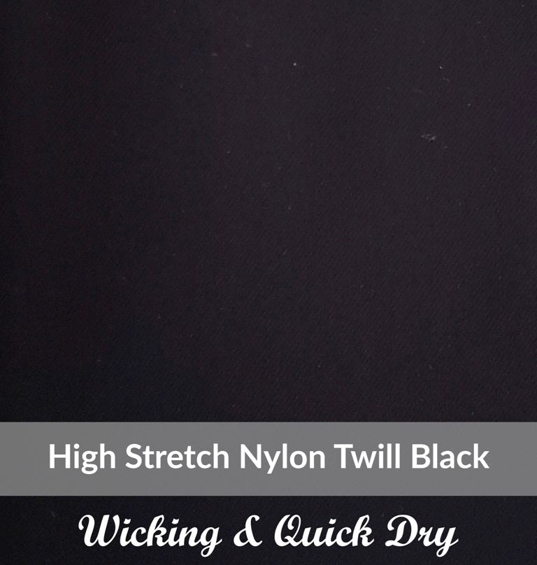 SPEH3105,Medium Weight, Black ,Easy Care Stretch ,Nylon/Spandex Twill, Wicking & Quick Dr