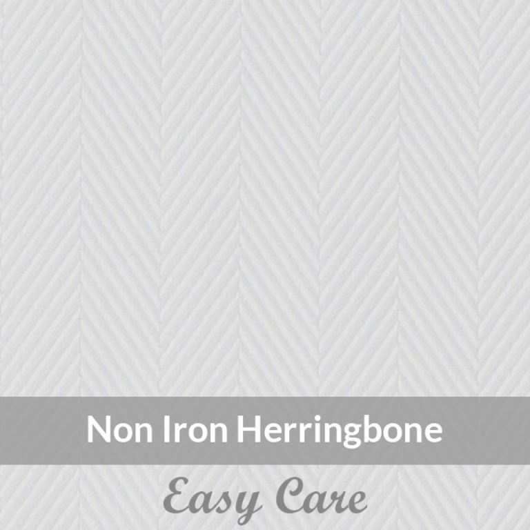 SFEN2009 - Medium Weight, White Non Iron, Easy Care Cotton Herringbone